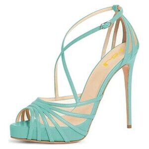 FSJ Elegant Peep Toe Crisscross Platform Sandals Women Ankle Strappy Stiletto